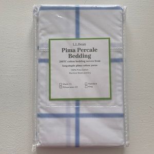 L.L. Bean NWT 280-Thread-Count Pima Cotton Percale Pillowcases Windowpane